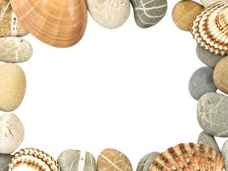 Sea shells and stones frame png