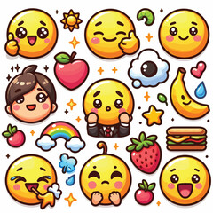  vector image of cute emoticons 