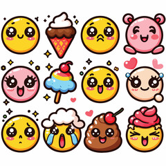  vector image of cute emoticons 