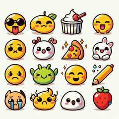  vector image of cute emoticons 