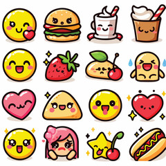  vector image of cute emoticons 