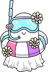 Summerween Ghost Snorkeling in Summer Cartoon 