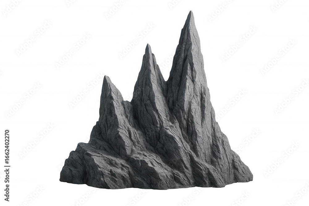 Aufkleber jagged gray rocky landscape rising with sharp angular peaks, ideal for digital compositing and graph