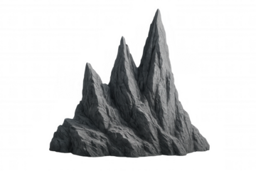 Jagged gray rocky landscape rising with sharp angular peaks, ideal for digital compositing and graphic design projects