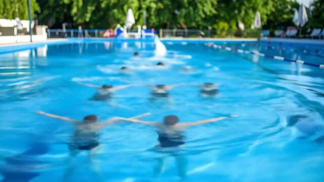 Synchronized Swimming Team in Action, Pool Training