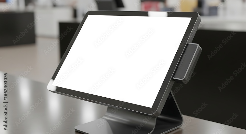 Poster Display Device with Blank Screen on Counter for Business