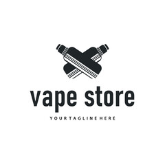 Vapor logo with a simple minimalist concept for vape store design, illustration of an electric cigarette smoke template for poster or product or shop banner