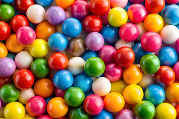 Obraz premium Brightly colored gum balls laying flat, background