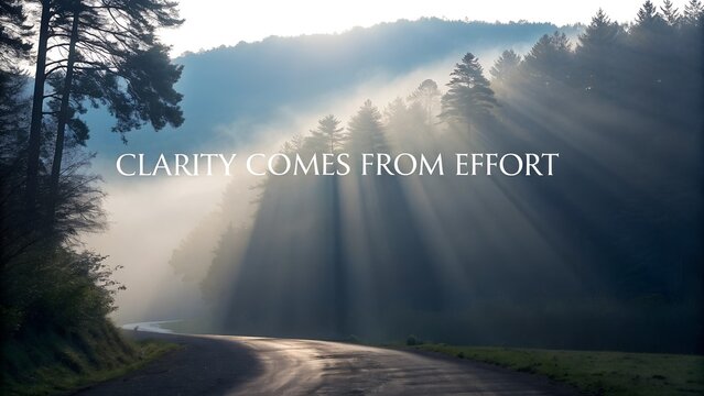 Inspirational Landscape with Mist and Sunlight Rays in Forest