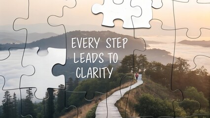 Scenic Pathway Through Nature with Inspirational Puzzle Overlay