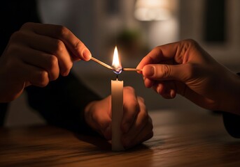 Illuminating connections: striking a match to kindle hope and shared moments under dim light