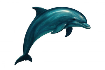 Fototapeta premium Illustration of a playful dolphin jumping out of the water, with a transparent background for easy integration into any project