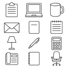 office icon for busines, vector icons representing common office and business items, 
