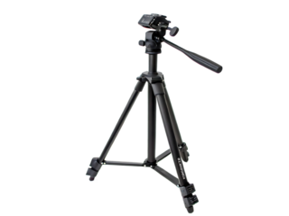 Professional Camera Tripod Isolated on Black Background Ideal for Photography and Videography Showcasing Stability and Precision for Photographers