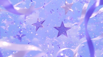 Purple Stars Confetti Celebration Background