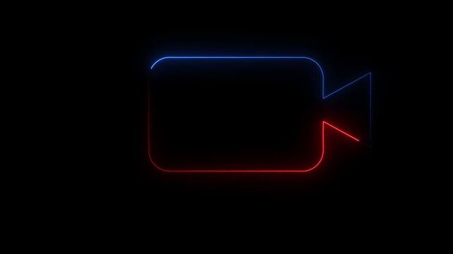 Neon effect multi color video camera icon animation.neon Video camera icon.