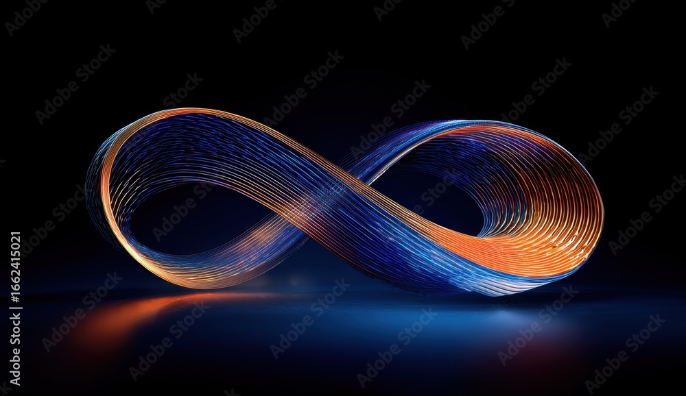 Poster abstract infinity loop with bright color gradients and dynamic light effects