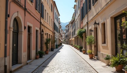 Fototapeta premium Nice old town – narrow streets, pastel buildings, Mediterranean charm. 