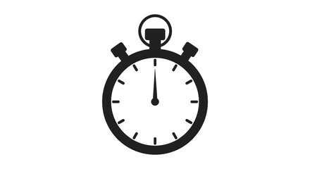 A black and white illustration of a stopwatch on a plain background © nhpvect02