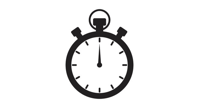 A black and white illustration of a stopwatch on a plain background