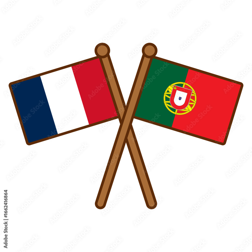 Poster france and portugal cross flags vector on white background vector country flags intersecting