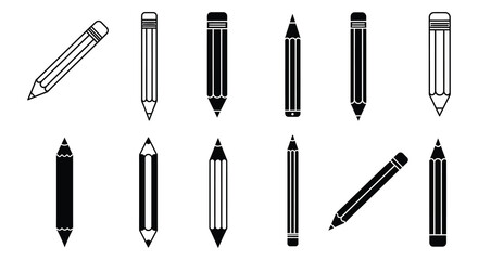 A collection of various pencils in different styles and orientations