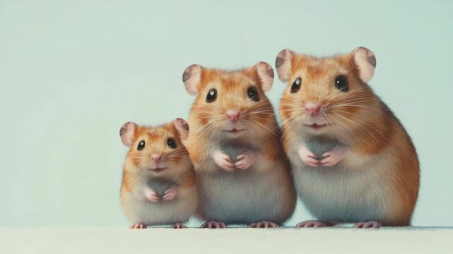 Adorable hamsters posing for a picture.