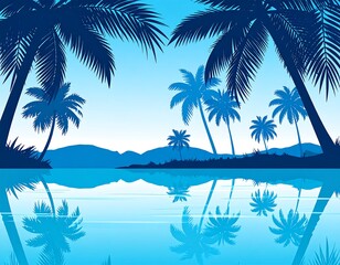 Fototapeta premium Tropical island landscape with reflections