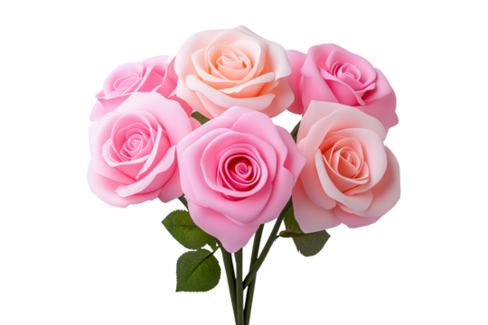 Seven delicate roses are displayed with soft pink and peach hues, showcasing subtle shading and minimalist presentation.