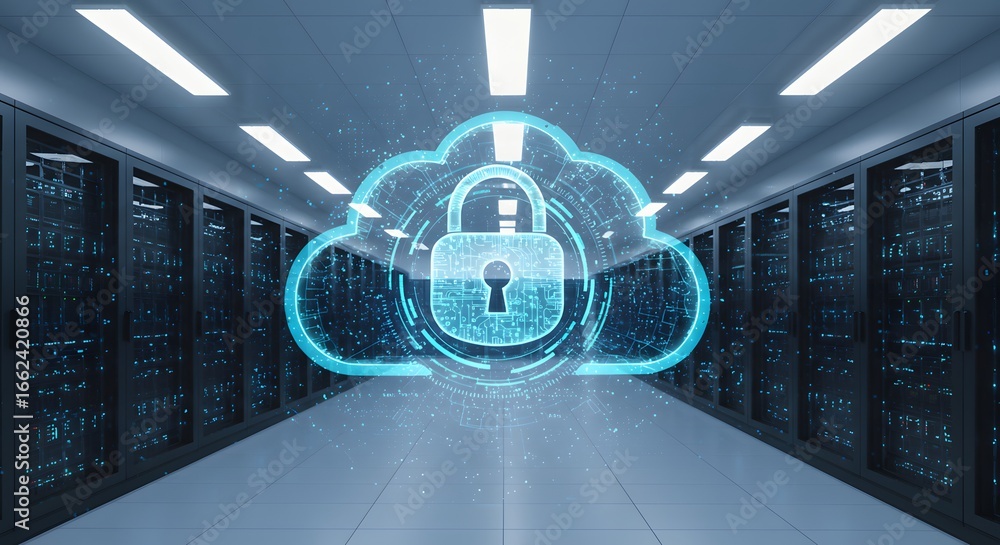 Aufkleber secure cloud server data center advanced cybersecurity protection