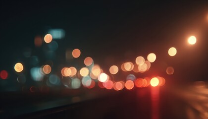 Blurred Nighttime Cityscape with Bright Lights and Moving Vehicles for Urban Atmosphere