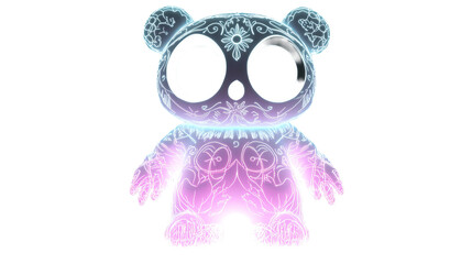 Stylized decorative bear has neon outlining and glow effects on a solid background!
