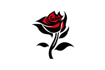 Stylized rose with and red colors stands out against the solid isolated background.