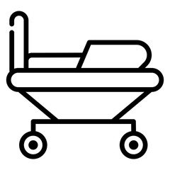 Hospital Bed Vector Line Icon Design