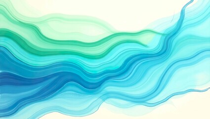 Fototapeta premium Abstract Brush Strokes in Blue and Green on Cream Background