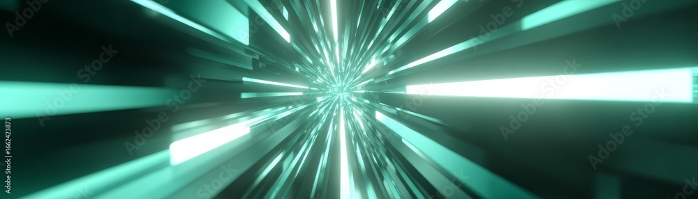 Aufkleber vibrant green and white abstract digital art background with dynamic light streaks and a modern aest