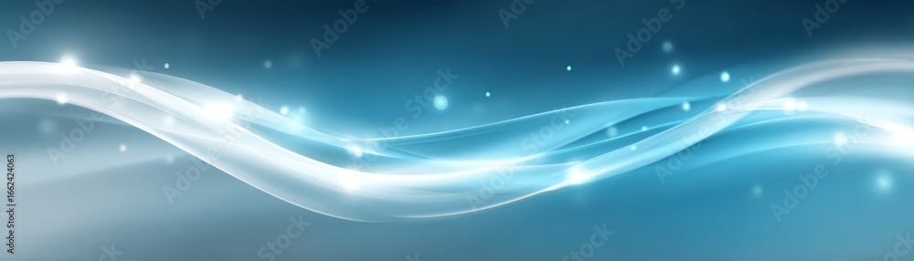 Poster vibrant abstract blue background featuring elegant flowing white wave patterns a serene and modern d