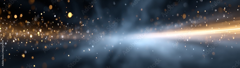 Poster abstract cosmic explosion of celestial light emerging from a deep dark and mysterious void creating 