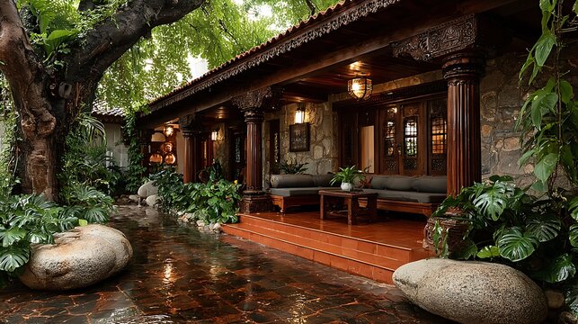 Beautiful homestay design in kerala tradition high resolution picture