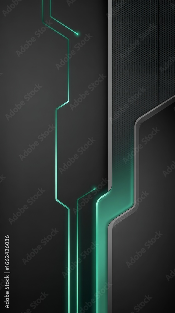 Poster mesmerizing abstract background with a flowing curved green on a dark black canvas a modern and eleg