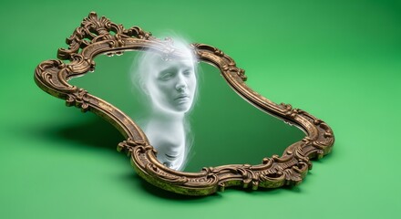 Naklejka premium Ghostly Reflection in Vintage Mirror for Digital Design