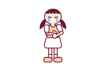 Naklejka premium 腕を怪我して泣いている女の子