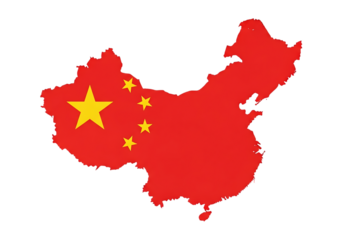 Map of china with chinese flag colors isolated on transparent background