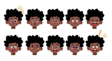 Expressive Afro-Caribbean Boy Faces A Spectrum of Emotions