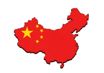 Naklejka premium Map of china with chinese flag isolated on transparent background