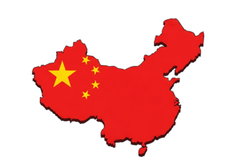 Map of china with chinese flag isolated on transparent background