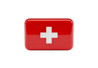 Obraz premium Red first aid kit with white cross isolated on transparent background