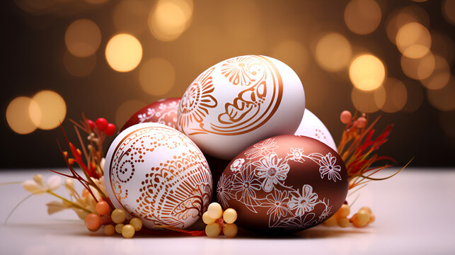 chocolate easter eggs with ribbon - Powered by Adobe