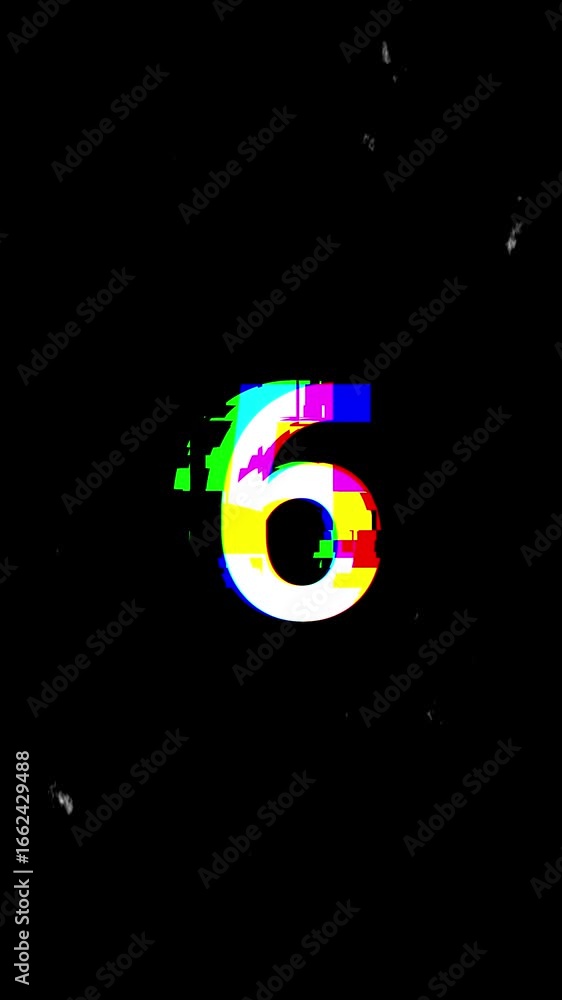 Poster 10 second glitch countdown on black screen background animation. timer with glitch effect. 4k video
