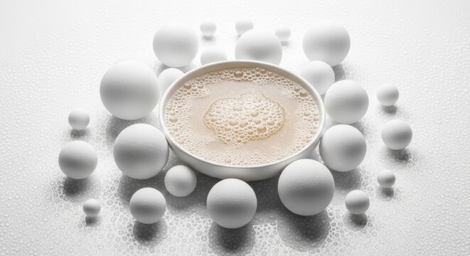 Minimalist beverage presentation with spherical ornaments for creative - Powered by Adobe